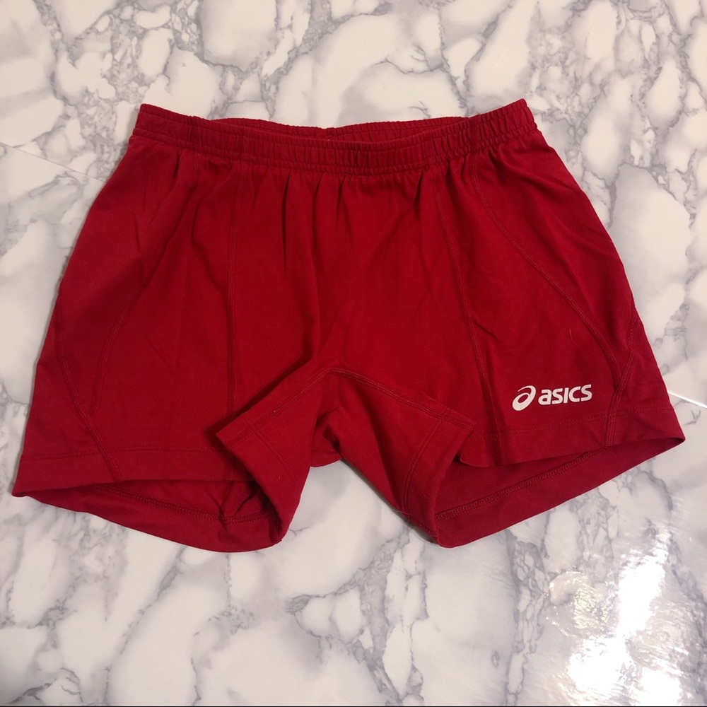 Red Asics Spandex Spanks Shorts